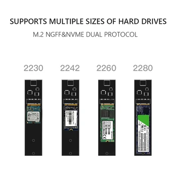 Nešiojamų M2 SSD Atveju NVME korpusas Pastatytas-aušinimo ventiliatorius M. 2 USB C Tipo 3.1 Adapteris NGFF PCIE Klavišą M/B&M Klavišą Disko Dėžutė