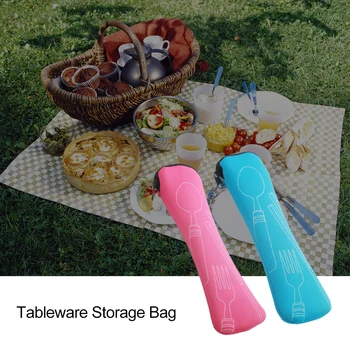 Nešiojamų Stalo įrankiai stalo įrankių krepšys krepšys Vakarienė Nustatyti Kelionės pakuotės talpinimo Indai iškylą stalo šaukštas maišelį TXTB1