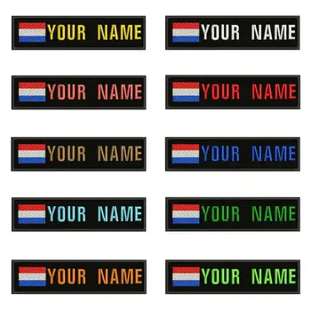 Nyderlandų vėliava, Nyderlandai 10X2.5cm Siuvinėjimo Užsakymą Pavadinimas Tekstas Pleistro Juostelės ženklelis Geležies Arba Velcro Pagrindo Lopai Drabužiai