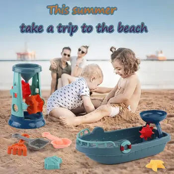 Paplūdimio Žaislai Vaikams Žaisti Vandens, Smėlio Box Set Rinkinys Smėlio Stalo Smėlio Kibirą Vasaros Paplūdimio Žaisti Smėlio ir Vandens Žaidimo Krepšelį Berniukas Mergaitė