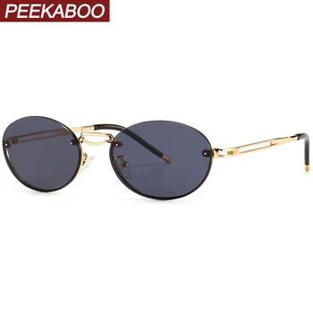 Peekaboo taškus retro akiniai nuo saulės ovalo žmogus pusę kadro uv400 metalo aukso turas saulės akiniai moterims frameless ruda vasaros stilius