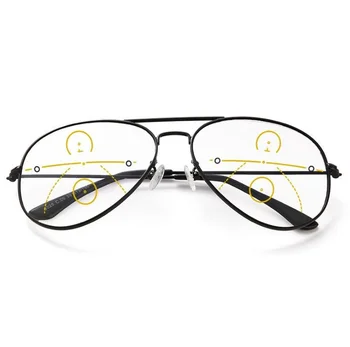 Perėjimas Multifocal Saulės, Skaitymo Akiniai Nuo Saulės Vyrams, Moterims Metalai Rėmo Lauko Bifocal Progressive Presbyopia Stiklo Dioptry 1.5