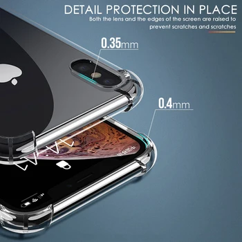 Prabanga atsparus smūgiams Silikoninis Telefono dėklas, Skirtas iPhone 5 7 8 6 6S Plius 7 + 8 Plus XS Max XR Atveju Skaidri Apsauga Galinio Dangtelio
