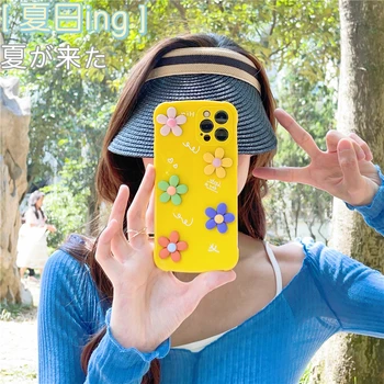 Qianliyao 3D Mielas Gėlių Atveju iPhone, 12 Mini Pro 11 XS Max XR X Silikono Atveju iphone, SE 2020 m. 8 7 Plius Minkštas Galinį Dangtelį