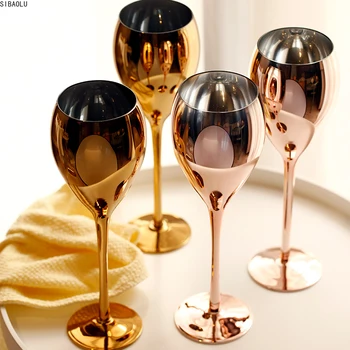 Rose Aukso Krištolo Taurių Vyno Stiklinę Sulčių Gerti Šampaną Goblet Šalies kokteilių taurės tokios Vakarienė Vandens Namų Dekoro Elegantiškos Prabangos 420ML