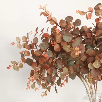 Rudens stilius eukalipto lapų patalpų modeliavimas šilko augalų netikrą gėlės filialas vazoninių buveinės šalies stalo vaza gėlių stovas dekoras