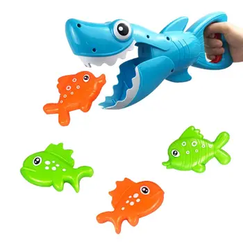 Ryklys Grabber Vonios Žaislas Berniukams, Mergaitėms Sugauti Žaidimas su 4 Žuvys Vonia Žvejybos Vandens Interaktyvūs Žaislai