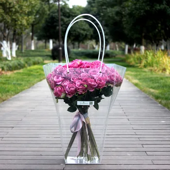 Skaidrus PP Gėlių Krepšelis atsparus Vandeniui Gėlių Pakuotės, Dėžutės, Gėlių Lankstymo Rankinės
