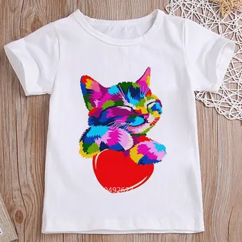 T-shirt Pasisekė Katė Modelio Spausdinimo 3D Vaikų Drabužių Tshirts Berniukų ir Mergaičių, Kūdikių Vasaros Drabužių 2021 Karšto Naujas Atsitiktinis Marškinėlius