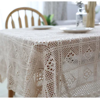 Tuščiaviduriai nėrinių apdaila staltiesė stačiakampio formos staltiesė valgomasis stalas padengti židinio stalviršio fortepijonas viršelis rankšluostį staltiesė