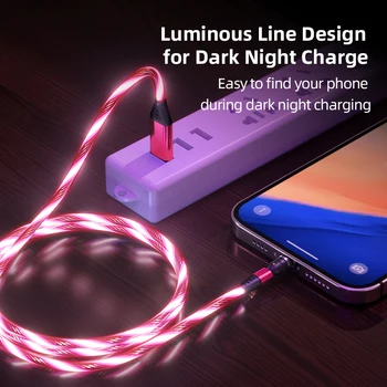 USB Magnetinio Įkrovimo Kabelis Iphone 540 Pasukti Srautas Šviesos Žibintas C Tipo Greito Įkrovimo Laidą 