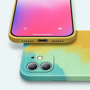 Ultra-plonas Akvarelė Skystis, Silikoninis Telefono dėklas Skirtas iPhone 12 Mini Pro 11 Max XS Max XR X SE 2 8 7 Plius vaizdo Kameros Apsaugos Dangtelis