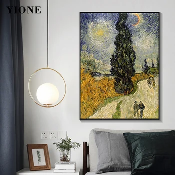 Van Gogh Kelių su Kiparisų ir Star Drobė Spausdinti Aliejaus Tapybos Genijus Dailininko, Meno, Plakato Nuotrauką, Sienos, Namo Apdailos Gyvenimo