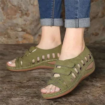 Vasaros Moterų Sandalai Gladiatorių Ponios Tuščiaviduriai Iš Pleištai Sagtis Platforma Laisvalaikio Bateliai Moteriška Minkštas Paplūdimio Bateliai Zapatos De Mujer