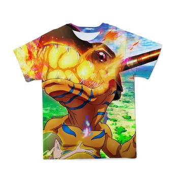 Vasaros Skaitmeninė Žvėris Vaikų Drabužių Mergaičių/Berniukų, O-Kaklo marškinėliai Animacinių filmų Punk Topai Marškinėliai Vaikams 3D Print T-shirt 4T-14T