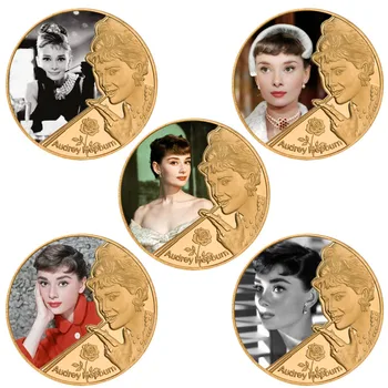 WR Žinomas Asmuo Audrey Hepburn Auksą, Padengtą Commemoative Monetų Rinkinys Monetos Turėtojas Iššūkis Monetos originali Dovana Vaikams