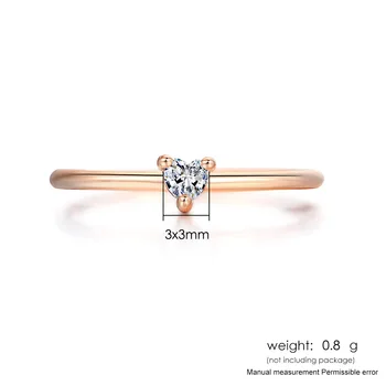 Žiedai Moterims Mažai Širdies Formos Aukso Spalvos Vestuvės Vestuvinis Žiedas Jewellry Cirkonis Romantiška bižuterijos KBR014-M